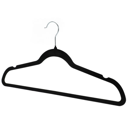 Umeraș antialunecare acoperit cu catifea neagră, cu bară pentru pantaloni - ideal pentru rochii, fuste, pantaloni, bluze și tricouri - HUMERO