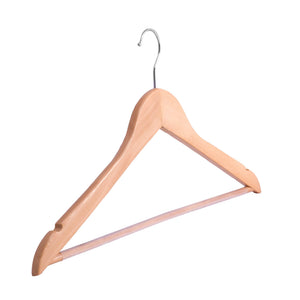 Umeraș din lemn de arțar natur cu bară pentru pantaloni - ideal pentru cămăși, bluze, pantaloni, tricouri și rochii - HUMERO