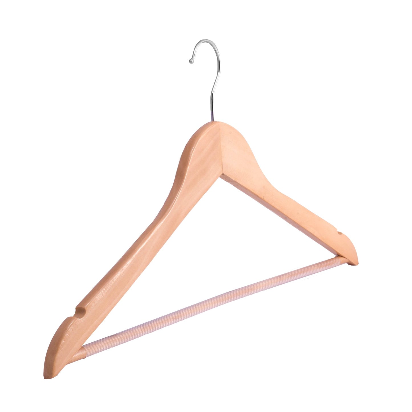 Umeraș din lemn de arțar natur cu bară pentru pantaloni - ideal pentru cămăși, bluze, pantaloni, tricouri și rochii - HUMERO