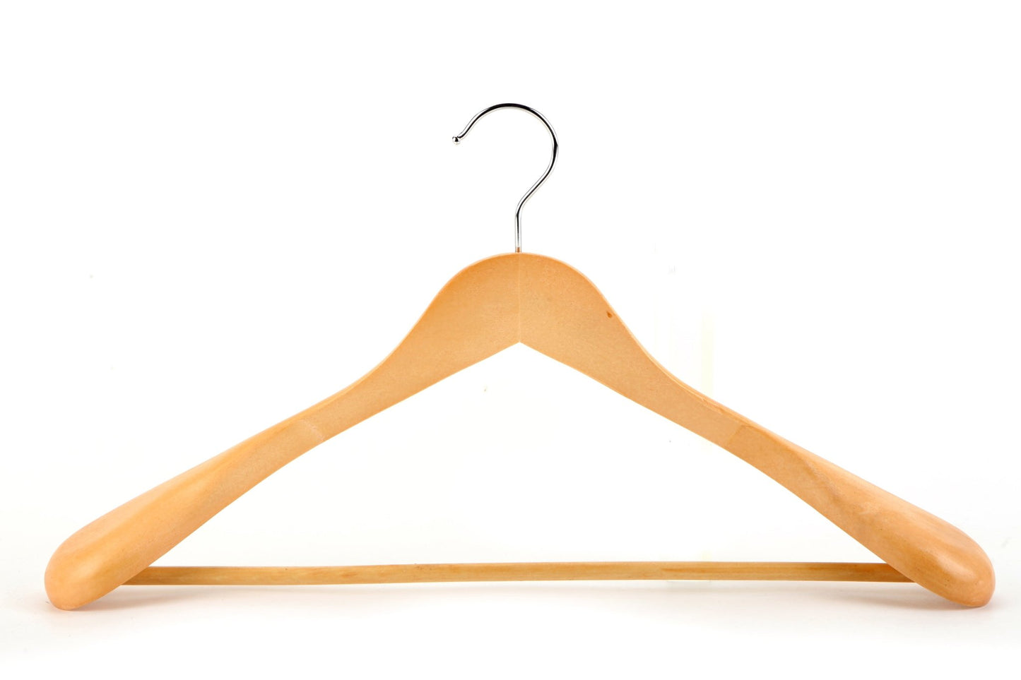 Umeraș din lemn natur cu umeri lați, bară pentru pantaloni și design modern - ideal pentru costume, sacouri, cămăși, bluze, pantaloni și tricouri - HUMERO