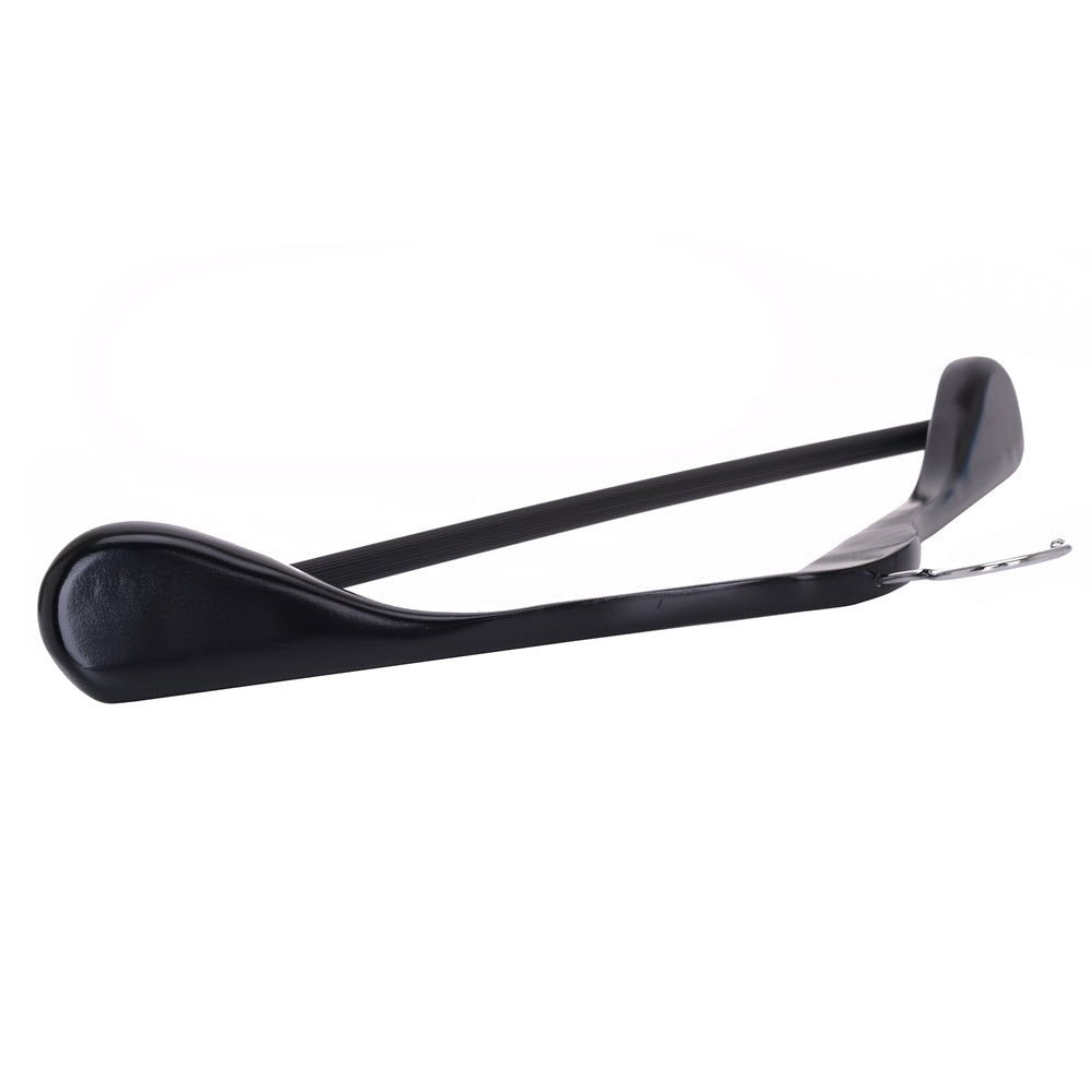 Umeraș din lemn negru cu umeri lați, bară pentru pantaloni și design modern - ideal pentru costume, sacouri, cămăși, bluze, pantaloni și tricouri - HUMERO