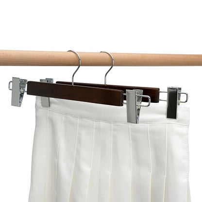 Umeraș lat pentru pantaloni din lemn, culoare vintage, cu clipsuri metalice - ideal pentru pantaloni și fuste (Copy) - HUMERO