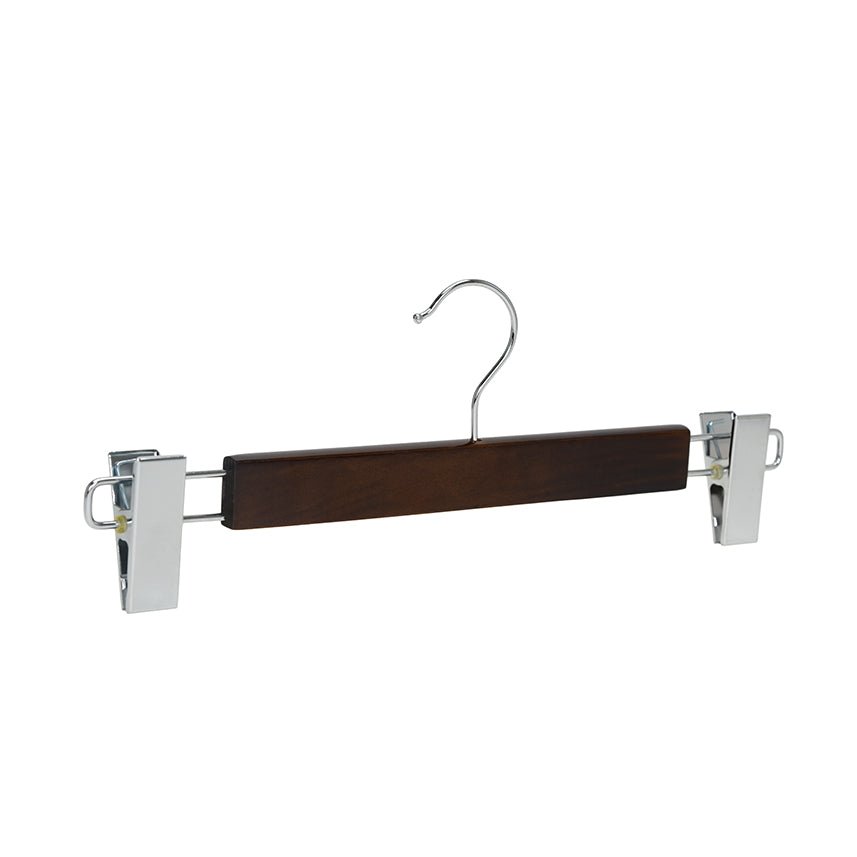 Umeraș lat pentru pantaloni din lemn, culoare vintage, cu clipsuri metalice - ideal pentru pantaloni și fuste (Copy) - HUMERO